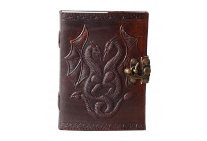 Handmade Leather Double Dragon Journal Handmade Leather Cover Embossed Diary Notebook & Sketchbook